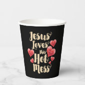 Jezus houdt van dit warme Gezegde Papieren Bekers (Voorkant)