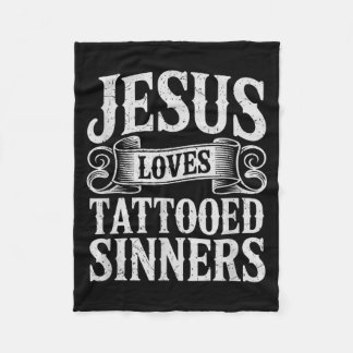 Jezus houdt van getatoeëerde zondaars Christelijk Fleece Deken