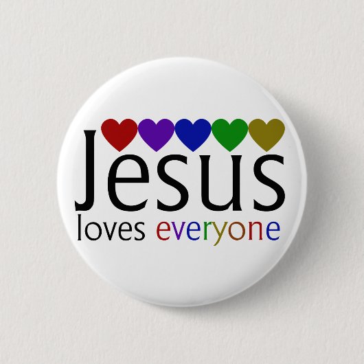 Jezus houdt van iedereen ronde button 5,7 cm (Voorkant)