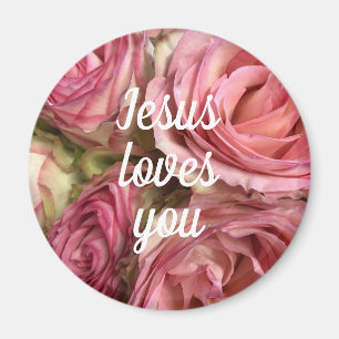 Jezus houdt van je aanpassen Quote Blush Roze Roze Magneet