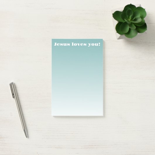 Jezus houdt van je! | blauwgroen ombre post-it® notes (Kantoor)