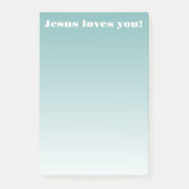 Jezus houdt van je! | blauwgroen ombre post-it® notes (Voorkant)