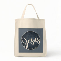 Jezus houdt van je Blue Denim Canvas tas
