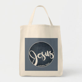Jezus houdt van je Blue Denim Canvas tas