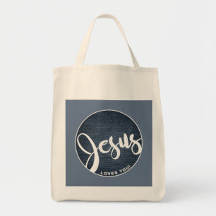 Jezus houdt van je Blue Denim Canvas tas