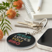 Jezus houdt van je Bro, Grappige Christelijke gelo Sleutelhanger (Voorkant Rechts)