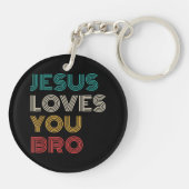 Jezus houdt van je Bro, Grappige Christelijke gelo Sleutelhanger (Achterkant)