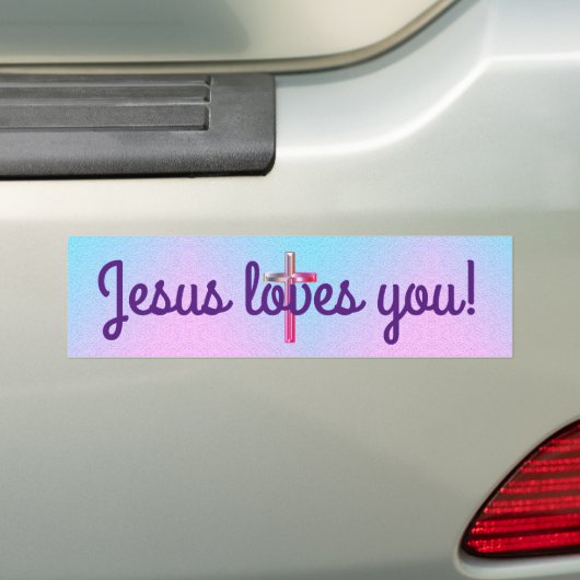 Jezus houdt van je! bumpersticker (Op auto)