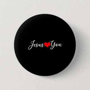 Jezus houdt van je - Christelijk Ronde Button 5,7 Cm