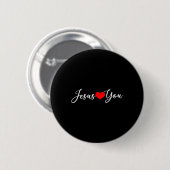 Jezus houdt van je - Christelijk Ronde Button 5,7 Cm (Voorkant /achterkant)