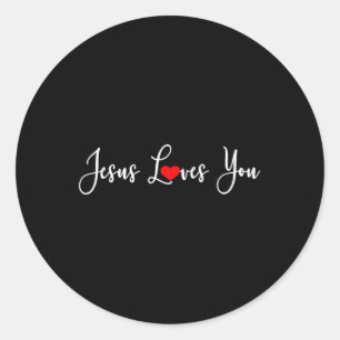 Jezus houdt van je - Christelijk Ronde Sticker