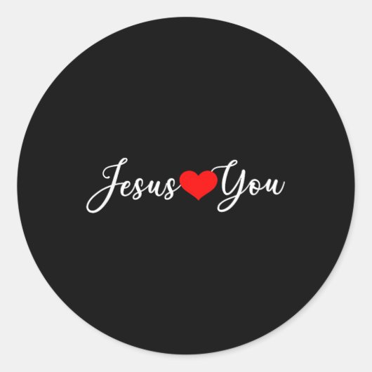 Jezus houdt van je - Christelijk Ronde Sticker (Voorkant)