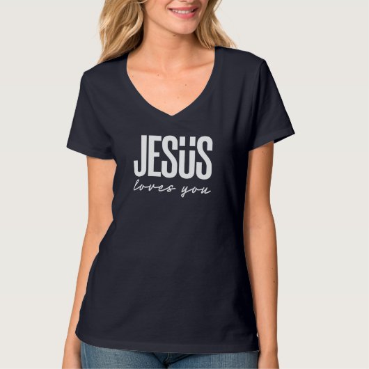 JEZUS HOUDT VAN JE | CHRISTELIJK T-SHIRT (Voorkant)
