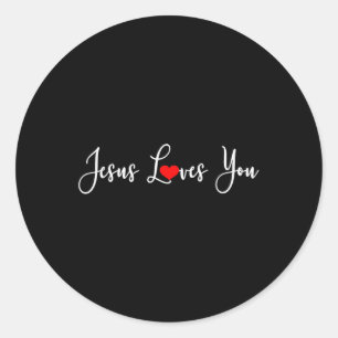 Jezus houdt van je Christelijke, grappige Christus Ronde Sticker