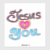 Jezus houdt van je Christelijke quote Roze Hart Sticker (Vel)