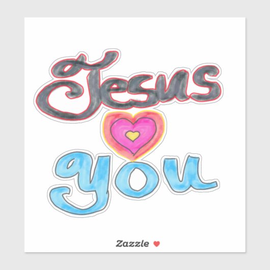 Jezus houdt van je Christelijke quote Roze Hart Sticker (Vel)