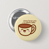 Jezus houdt van je een hele latte speld badge ronde button 5,7 cm (Voorkant /achterkant)