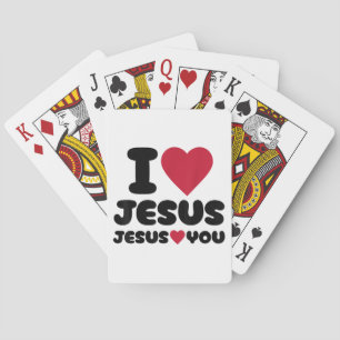 Jezus houdt van je en Jezus houdt van je Christeli Pokerkaarten