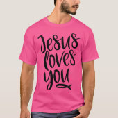 Jezus houdt van je en verspreidt geluk en liefde g t-shirt (Voorkant)