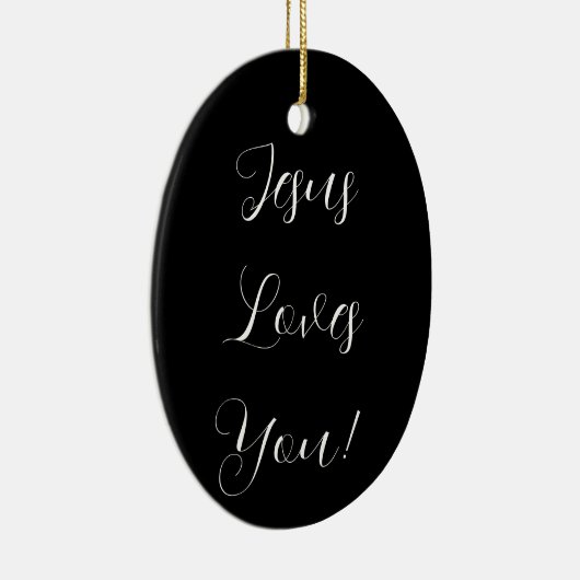 Jezus houdt van je! | fancy script keramisch ornament (Rechts)