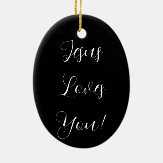 Jezus houdt van je! | fancy script keramisch ornament (Achterkant)
