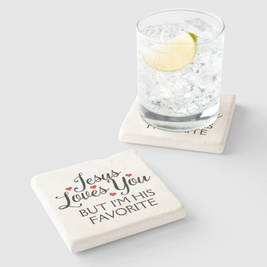 Jezus houdt van je favoriet stenen onderzetter (Zijkant)