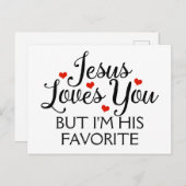 Jezus houdt van je favoriete grappige slogan briefkaart (Voorkant / Achterkant)