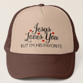 Jezus houdt van je favoriete grappigheid trucker pet (Voorkant)