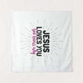 Jezus houdt van je - God weet waarom tapijt Wandkleed (Voorkant (horizontaal))