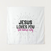 Jezus houdt van je - God weet waarom tapijt Wandkleed (Voorkant)