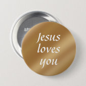 Jezus houdt van je | Gold Chic Aangepaste tekst Ch Ronde Button 7,6 Cm (Voorkant /achterkant)