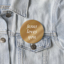 Jezus houdt van je | Gold Chic Aangepaste tekst Ch Ronde Button 7,6 Cm
