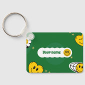 "Jezus houdt van je" Groene glimlach voor kerkgang Sleutelhanger (Achterkant)