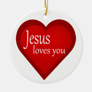 Jezus houdt van je hartstochtelijke versiering keramisch ornament