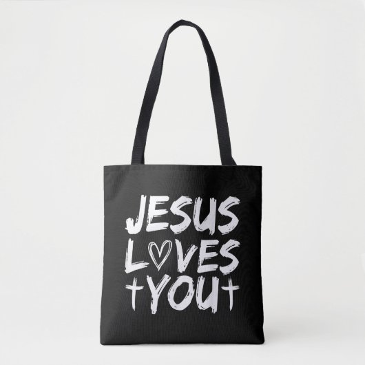 Jezus houdt van je in Jezus Tote Bag (Voorkant)