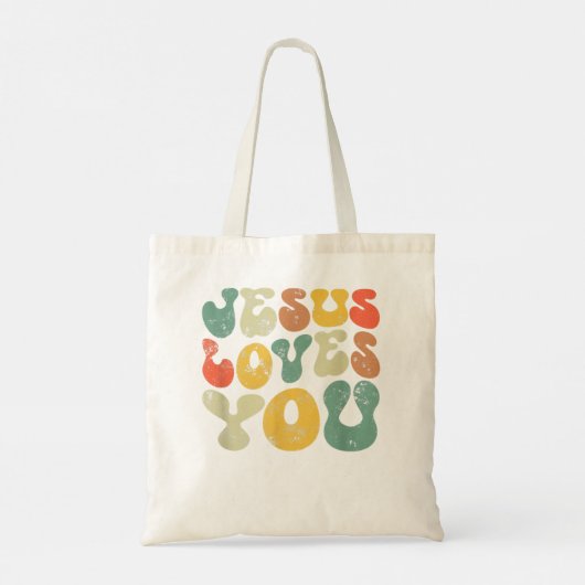  Jezus houdt van je Jezus Christelijke Mannen Vrou Tote Bag (Achterkant)