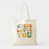  Jezus houdt van je Jezus Christelijke Mannen Vrou Tote Bag (Voorkant)