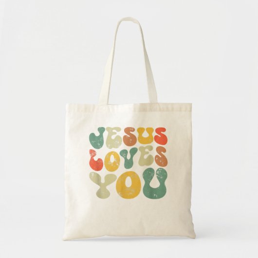  Jezus houdt van je Jezus Christelijke Mannen Vrou Tote Bag (Voorkant)