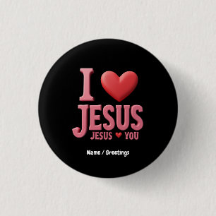 Jezus houdt van je, Jezus houdt van je, een Christ Ronde Button 3,2 Cm