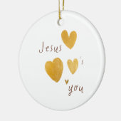 Jezus houdt van je. Kerst Ornament modern. (Links)
