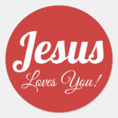 Jezus houdt van je klassieke ronde sticker (Voorkant)