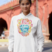 Jezus houdt van je kleurrijke, groovy Christelijke Hoodie