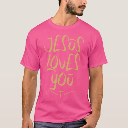 Jezus houdt van je kruis Christelijk geloof Jezus T-shirt (Voorkant)