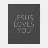 Jezus houdt van je | Licht & donkergrijs Fleece Deken (Voorkant)