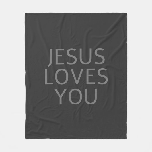 Jezus houdt van je | Licht & donkergrijs Fleece Deken (Voorkant)