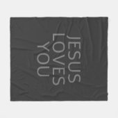 Jezus houdt van je | Licht & donkergrijs Fleece Deken (Voorkant (Horizontaal))