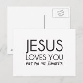 Jezus houdt van je, maar ik ben zijn favoriet briefkaart (Voorkant / Achterkant)