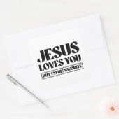 Jezus houdt van je, maar ik ben zijn favoriet vierkante sticker (Envelop)