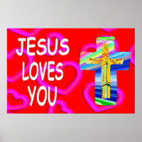 Jezus houdt van je met Christelijk kruis
