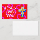  Jezus houdt van je met Christelijk kruis Visitekaartje (Voorkant / Achterkant)